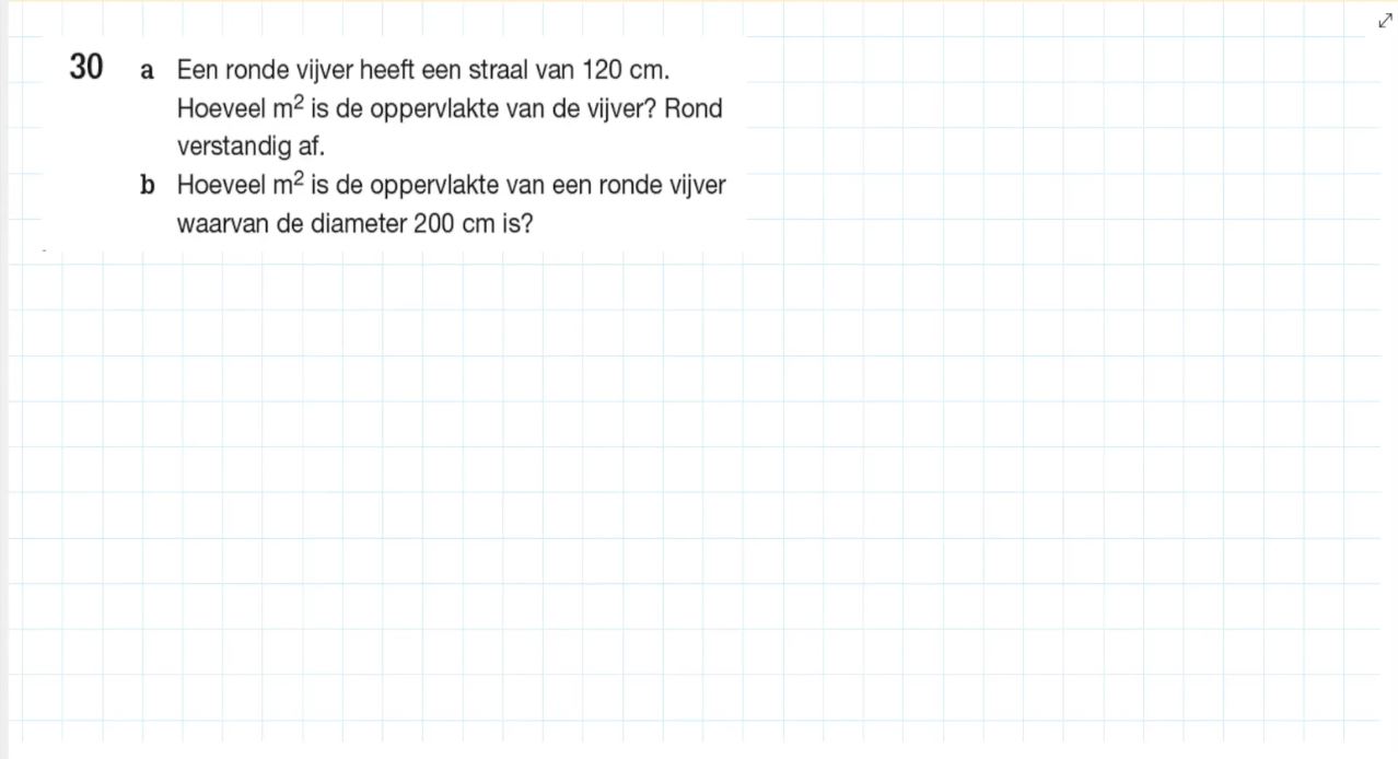 Oppervlakte van een cirkel Opgave 30