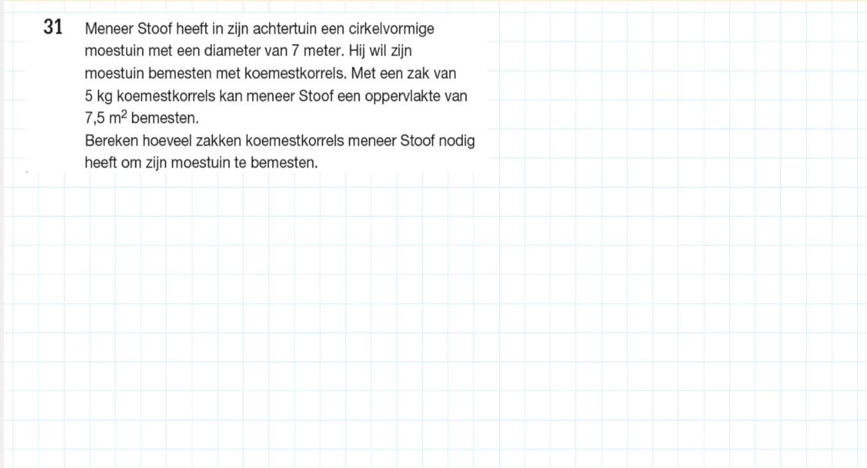 Oppervlakte van een cirkel Opgave 31