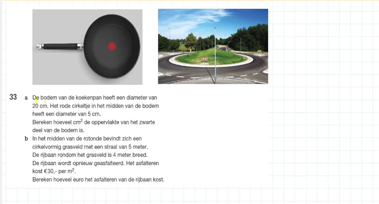 Oppervlakte van een cirkel Opgave 33