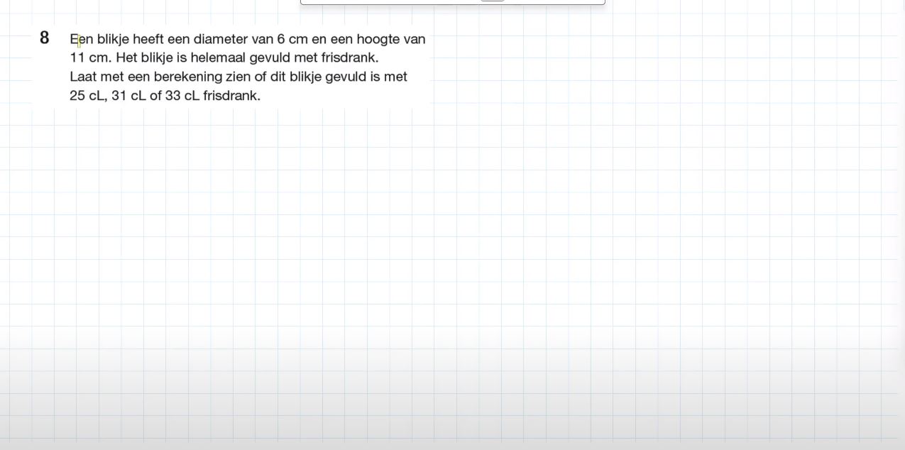 Balk en cilinder Opgave 8