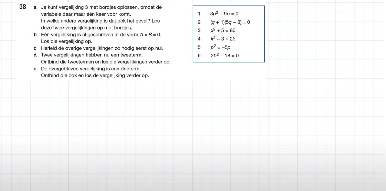 Kwadratische vergelijkingen Opgave 38