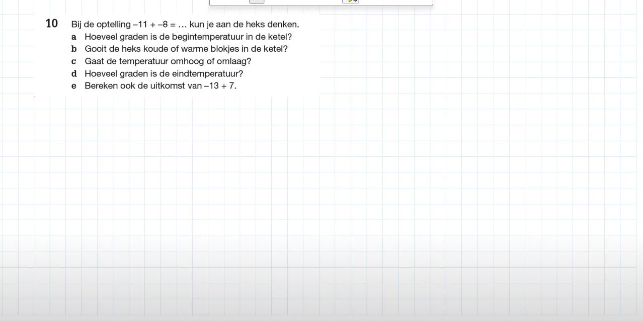 Optellen met negatieve getallen Opgave 10
