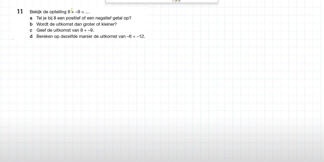 Optellen met negatieve getallen Opgave 11