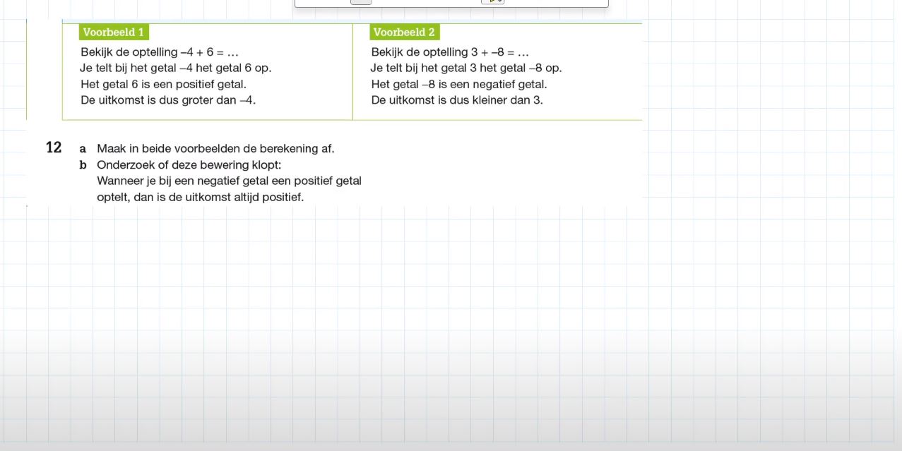 Optellen met negatieve getallen Opgave 12