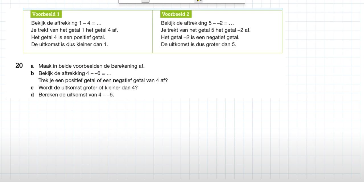 Aftrekken met negatieve getallen Opgave 20