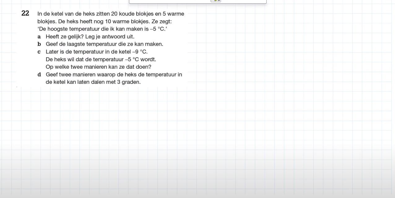 Aftrekken met negatieve getallen Opgave 22