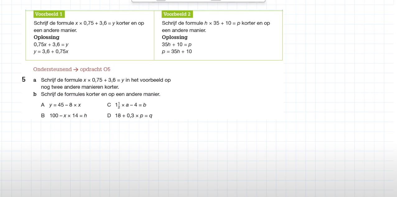 Formules korter schrijven Opgave 5