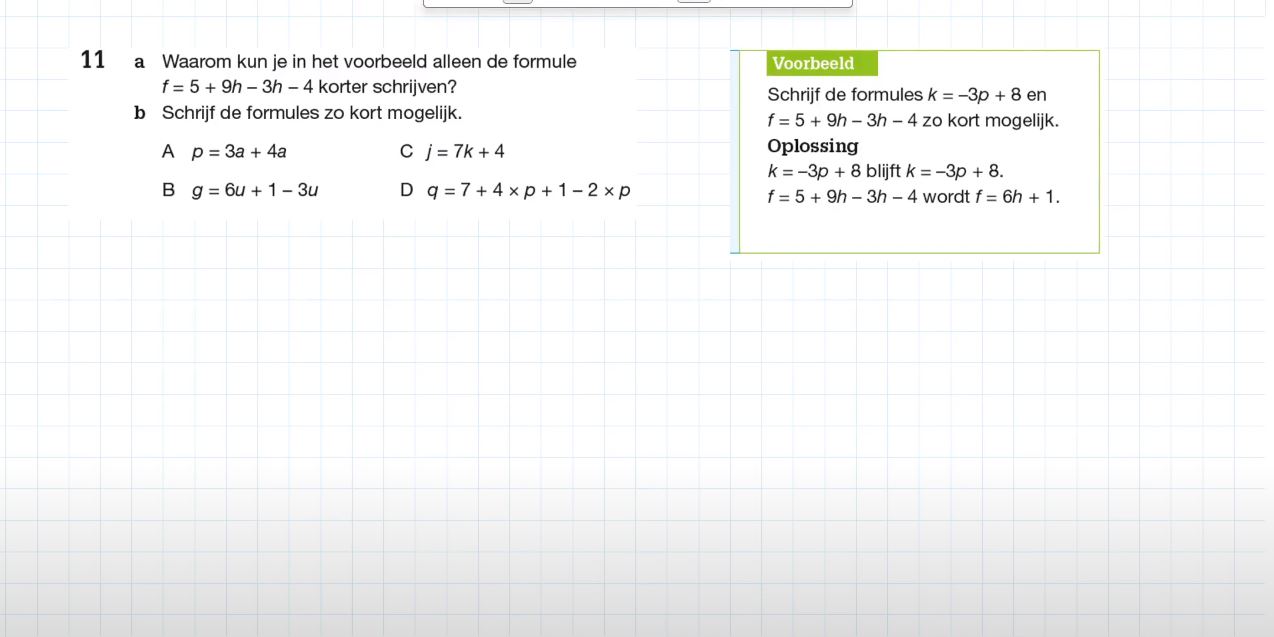 Formules vereenvoudigen Opgave 11