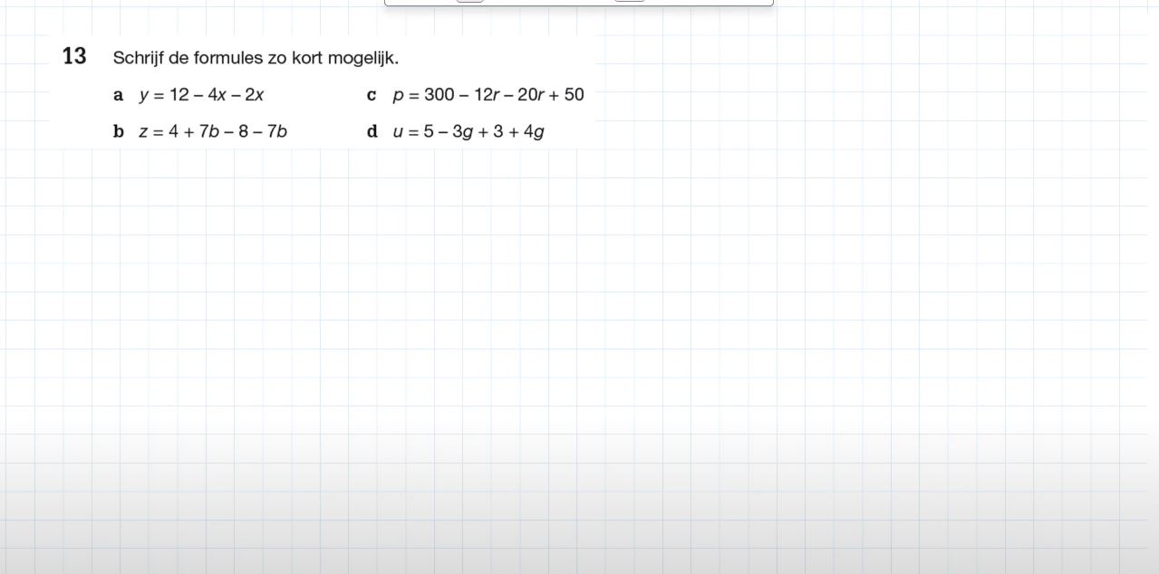 Formules vereenvoudigen Opgave 13