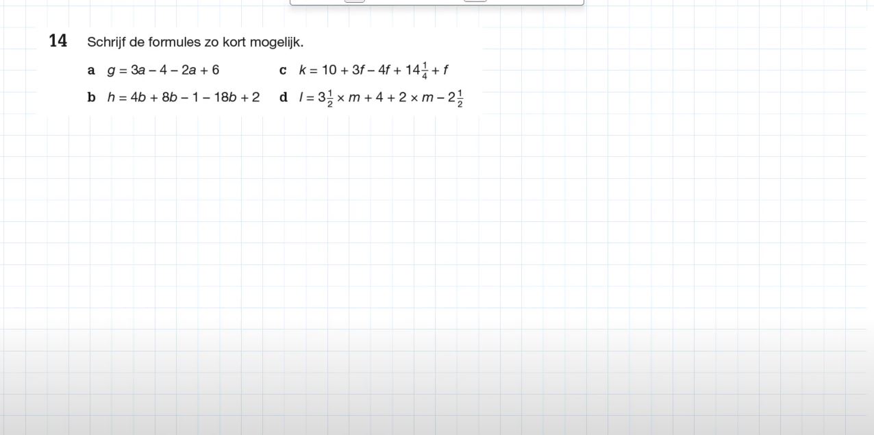 Formules vereenvoudigen Opgave 14