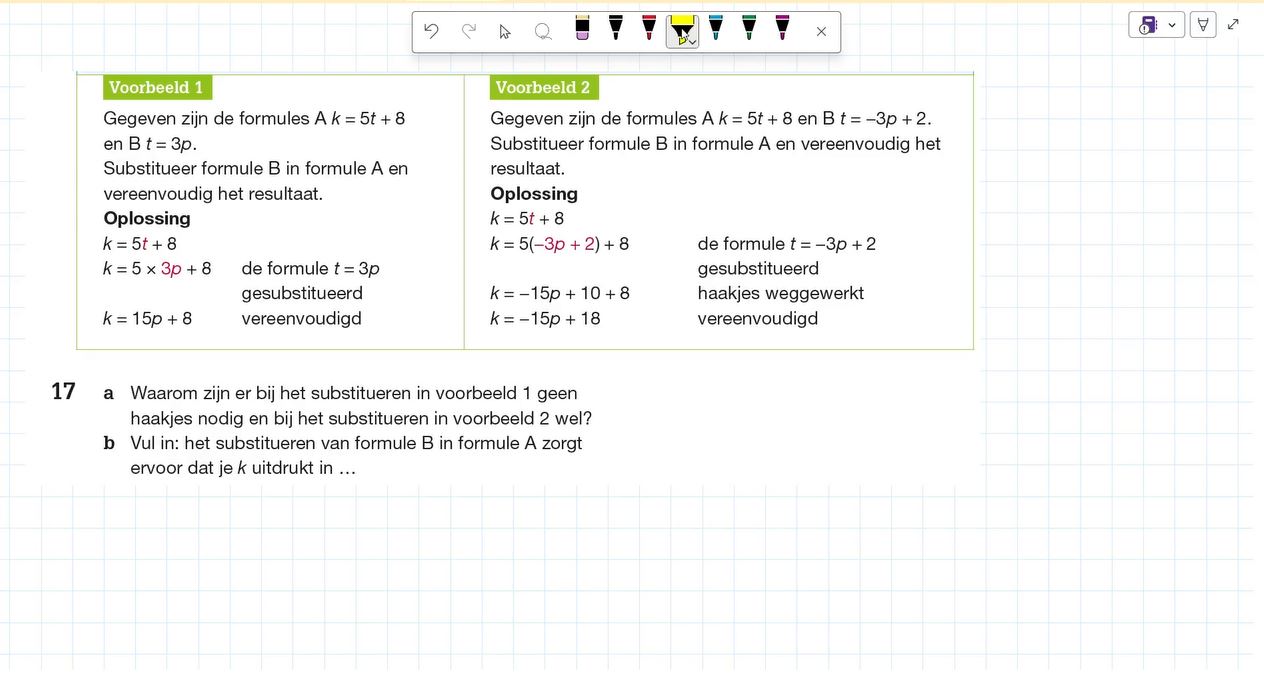 Formules substitueren Opgave 17