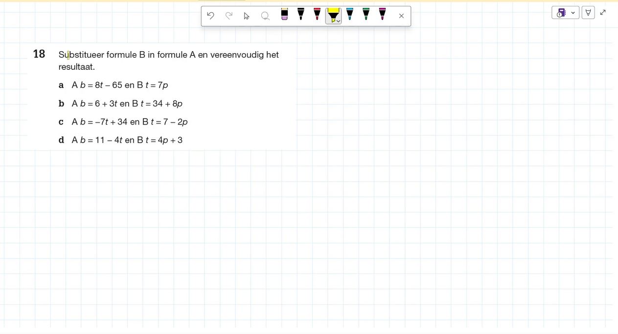 Formules substitueren Opgave 18