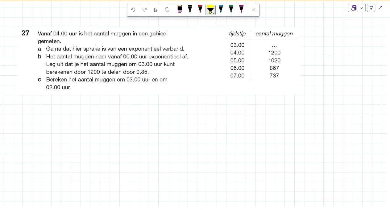 Exponentiële groei Opgave 27