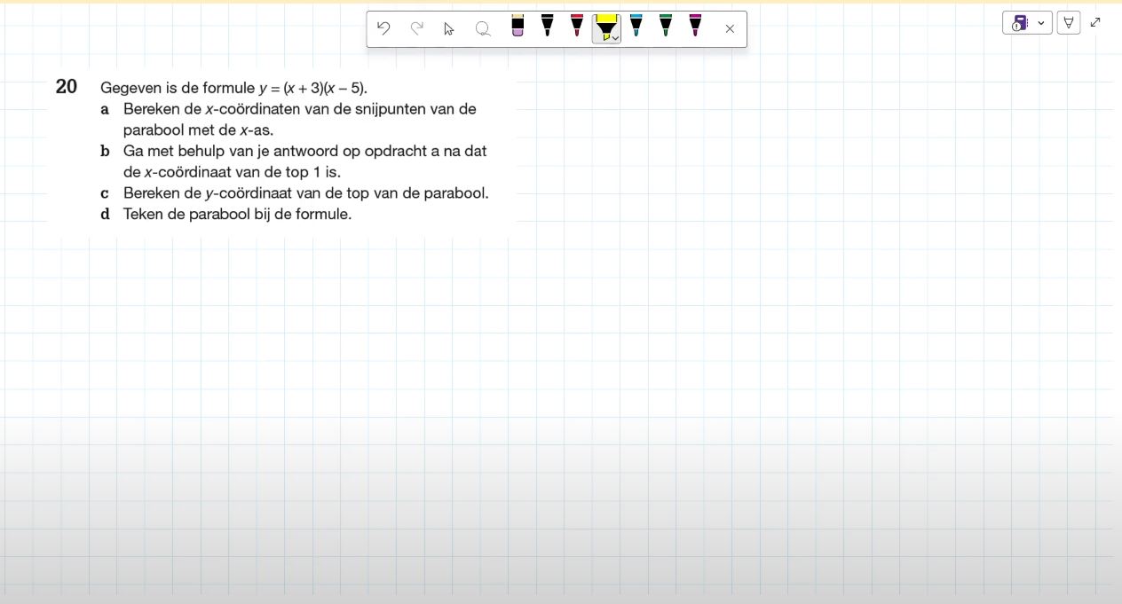 Parabolen tekenen Opgave 20