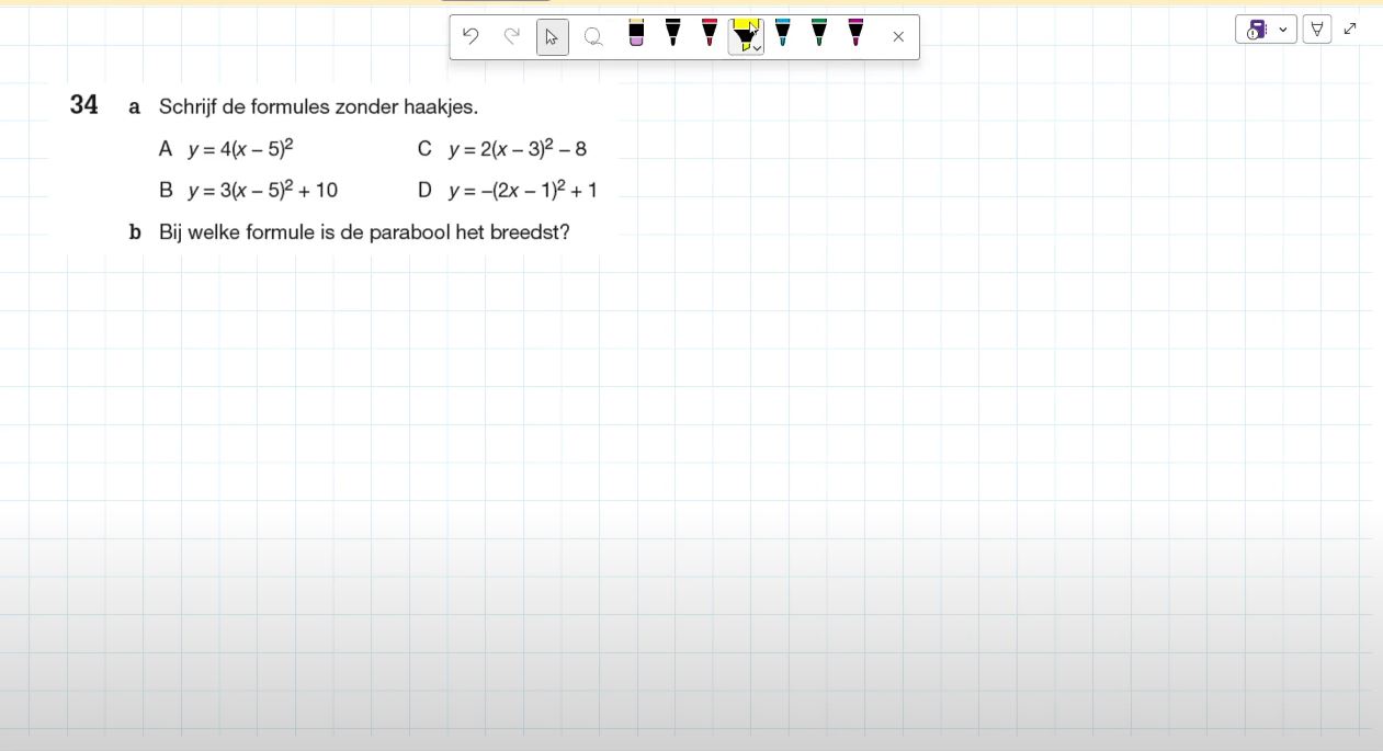 Drie vormen van kwadratische formules Opgave 34