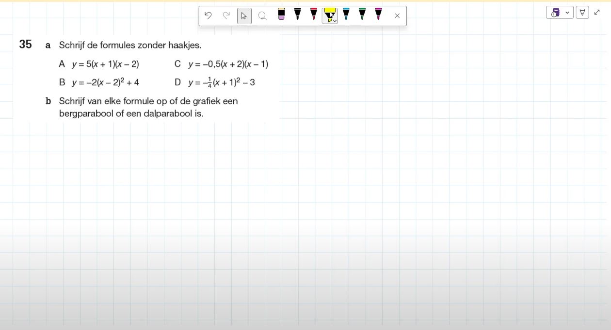 Drie vormen van kwadratische formules Opgave 35
