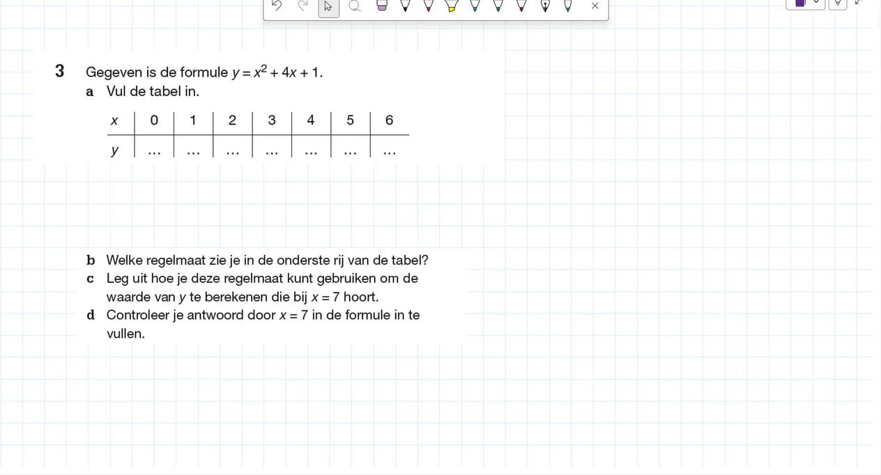 Kwadratische formules Opgave 3