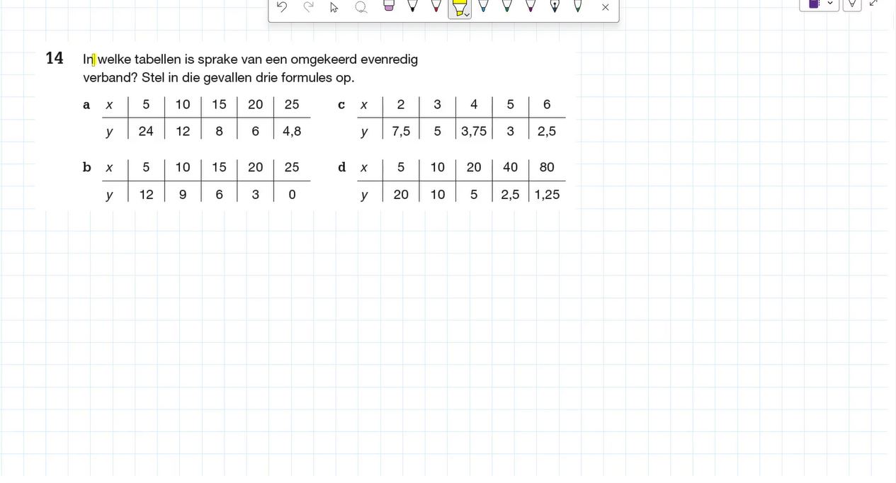 Recht evenredig en omgekeerd evenredig opgave 14