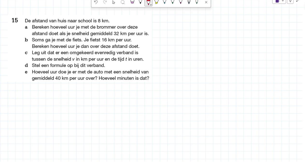 Recht evenredig en omgekeerd evenredig opgave 15