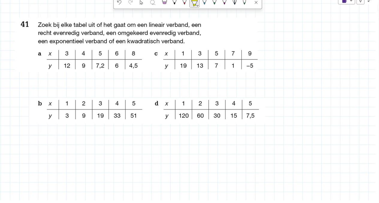 Tabellen en formules Opgave 41