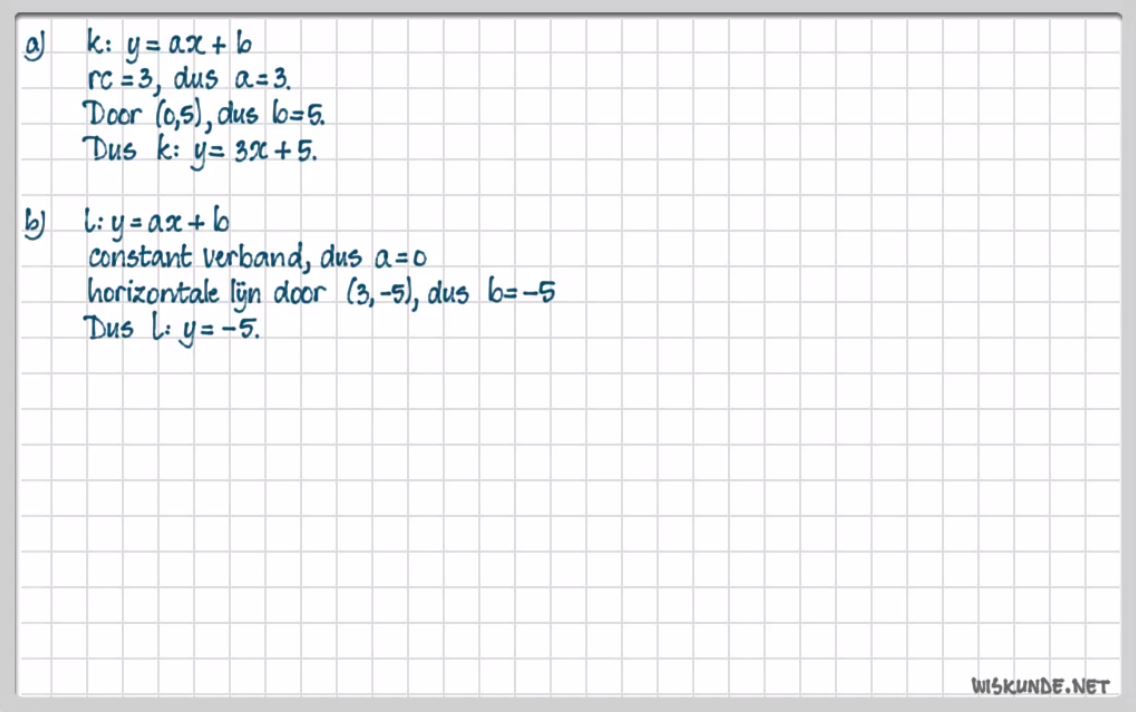 De formule y = ax + b Opgave 10