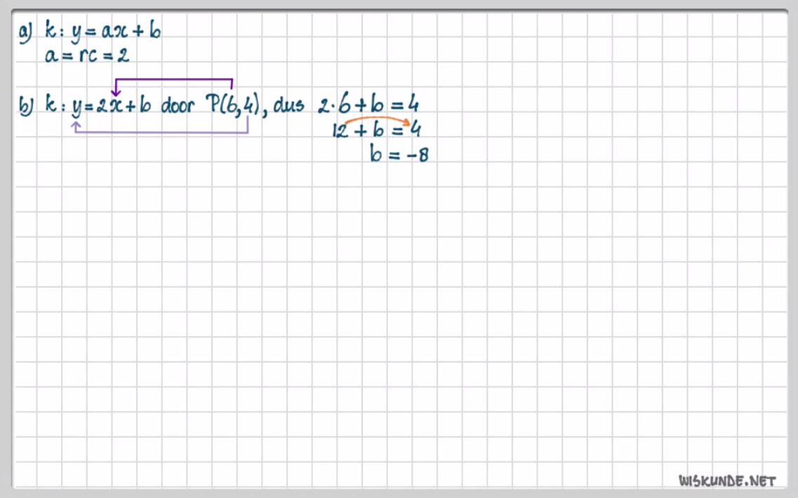 De formule y = ax + b Opgave 13