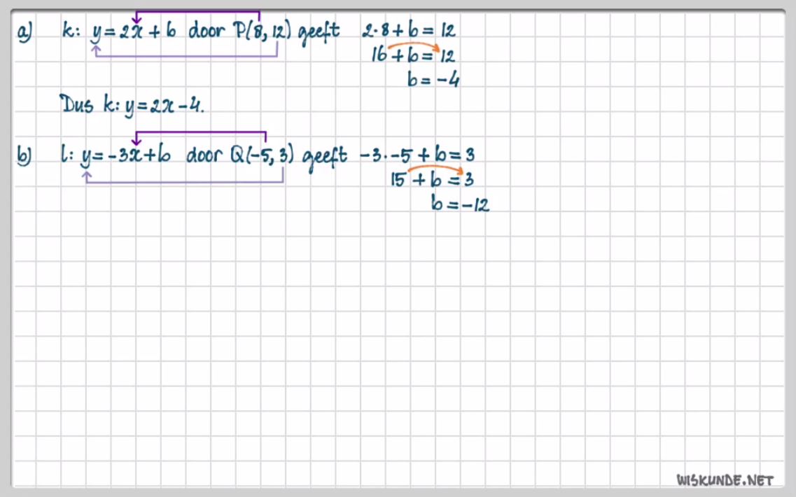 De formule y = ax + b Opgave 14