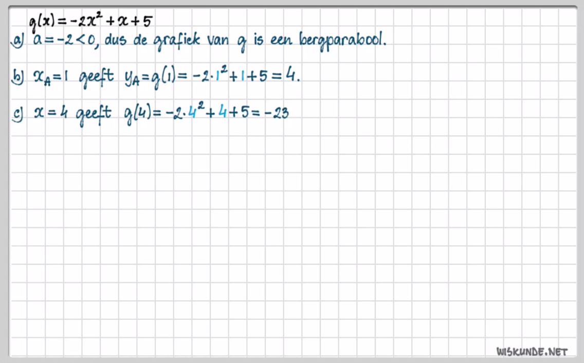 Kwadratische functies Opgave 9