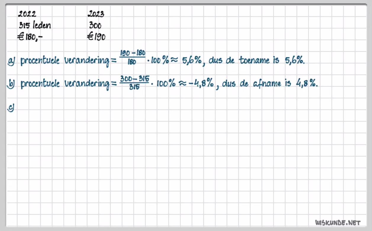 Procentuele verandering Opgave 4