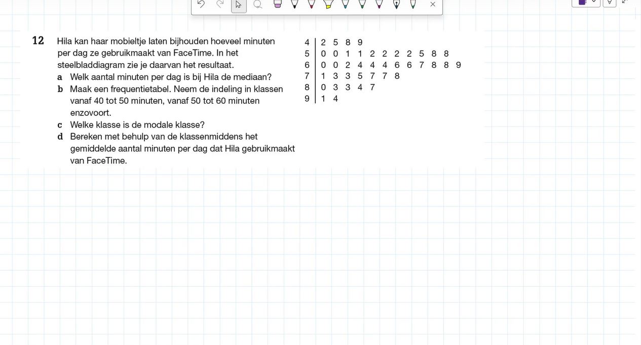 Indeling in klassen Opgave 12