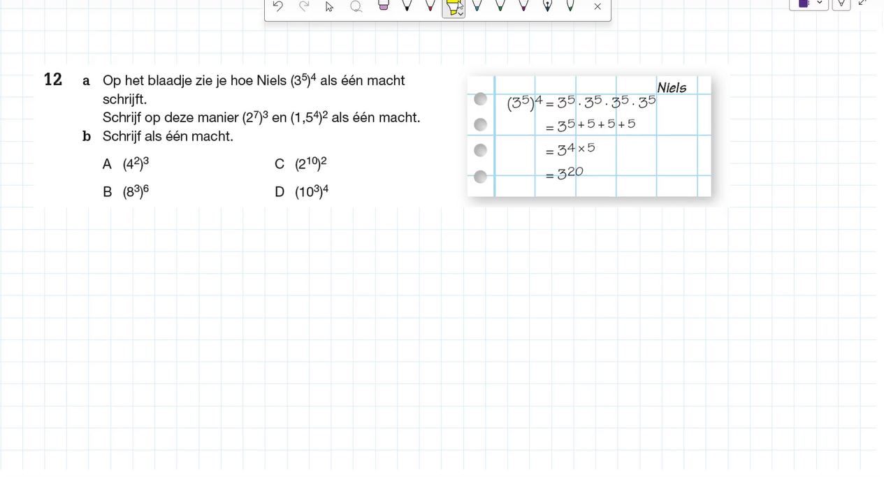 Rekenen met exponenten Opgave 12