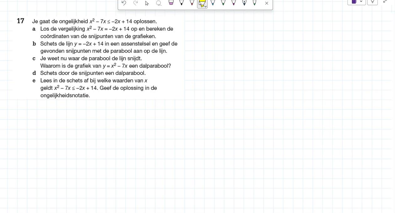 Kwadratische ongelijkheden Opgave 17