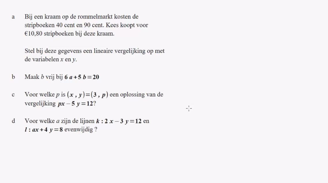 De vergelijking ax + by = c Opgave 36
