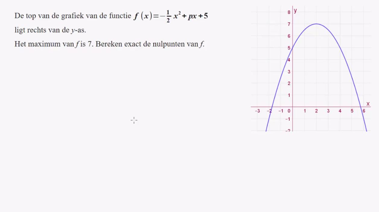 Tweedegraadsvergelijkingen en tweedegraadsfuncties opgave 33