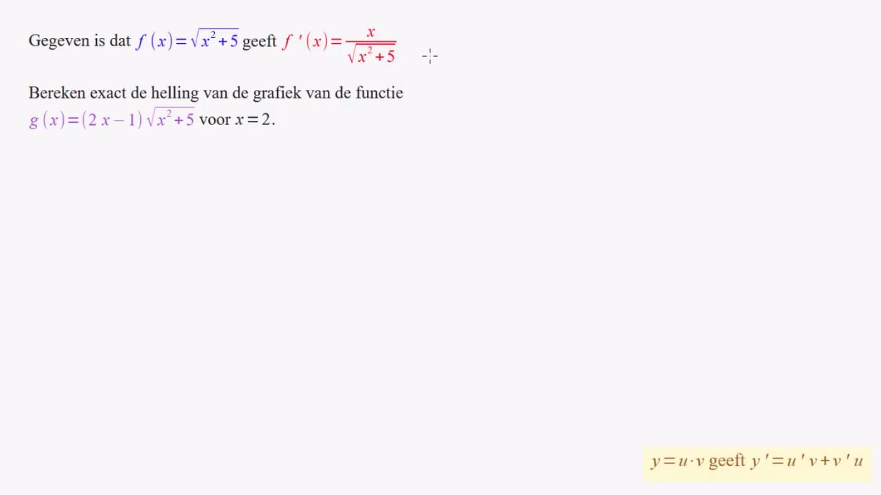 De productregel en de quotiëntregel Opgave 55