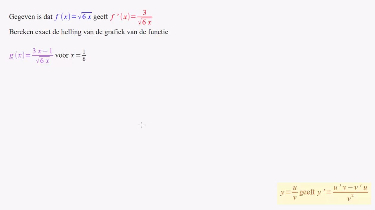 De productregel en de quotiëntregel Opgave 59