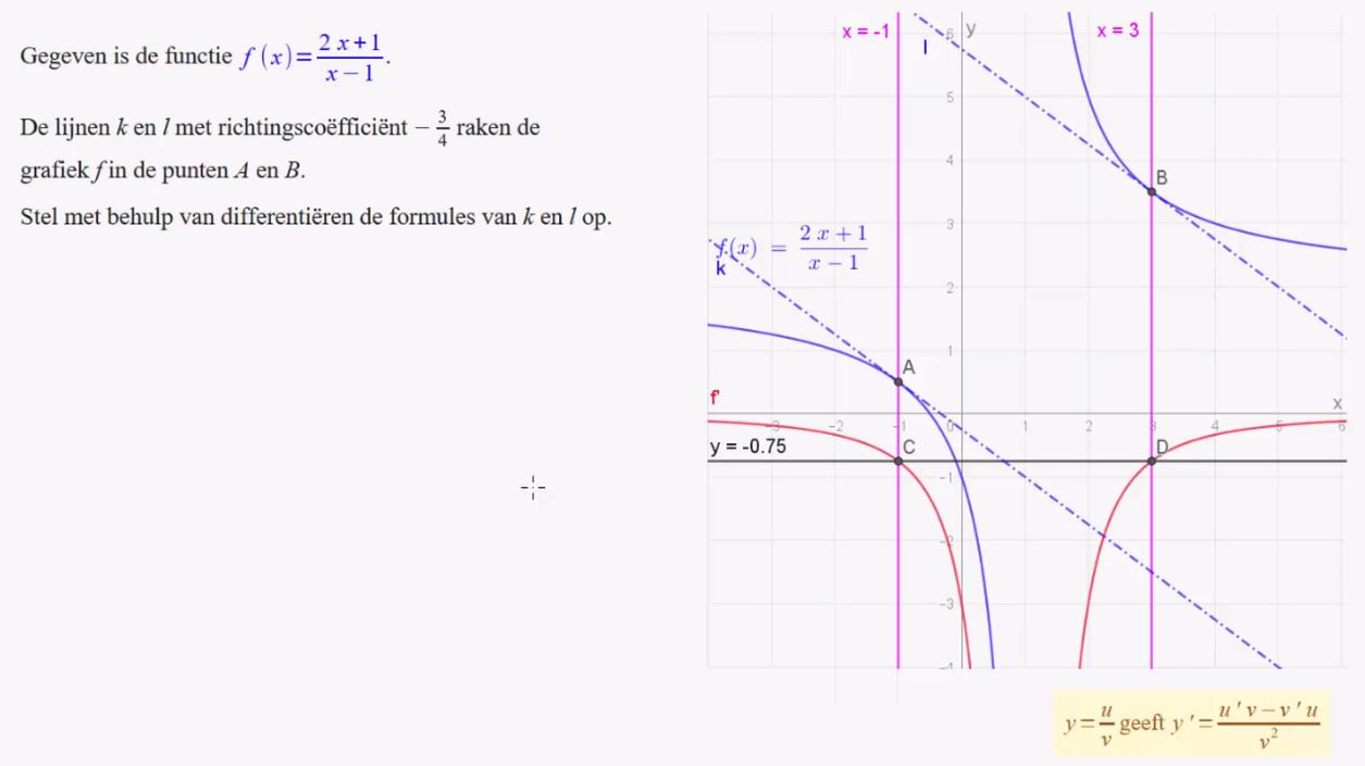 Afgeleide, raaklijn en snelheid Opgave 68