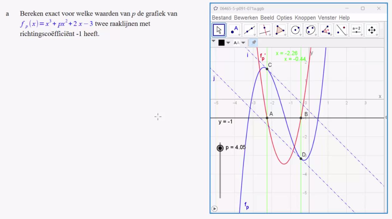 Afgeleide, raaklijn en snelheid Opgave 71