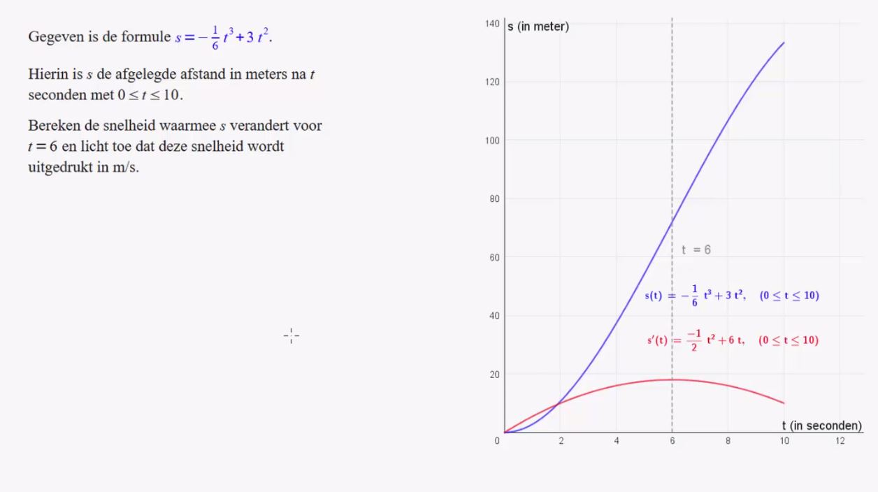 Afgeleide, raaklijn en snelheid Opgave 73