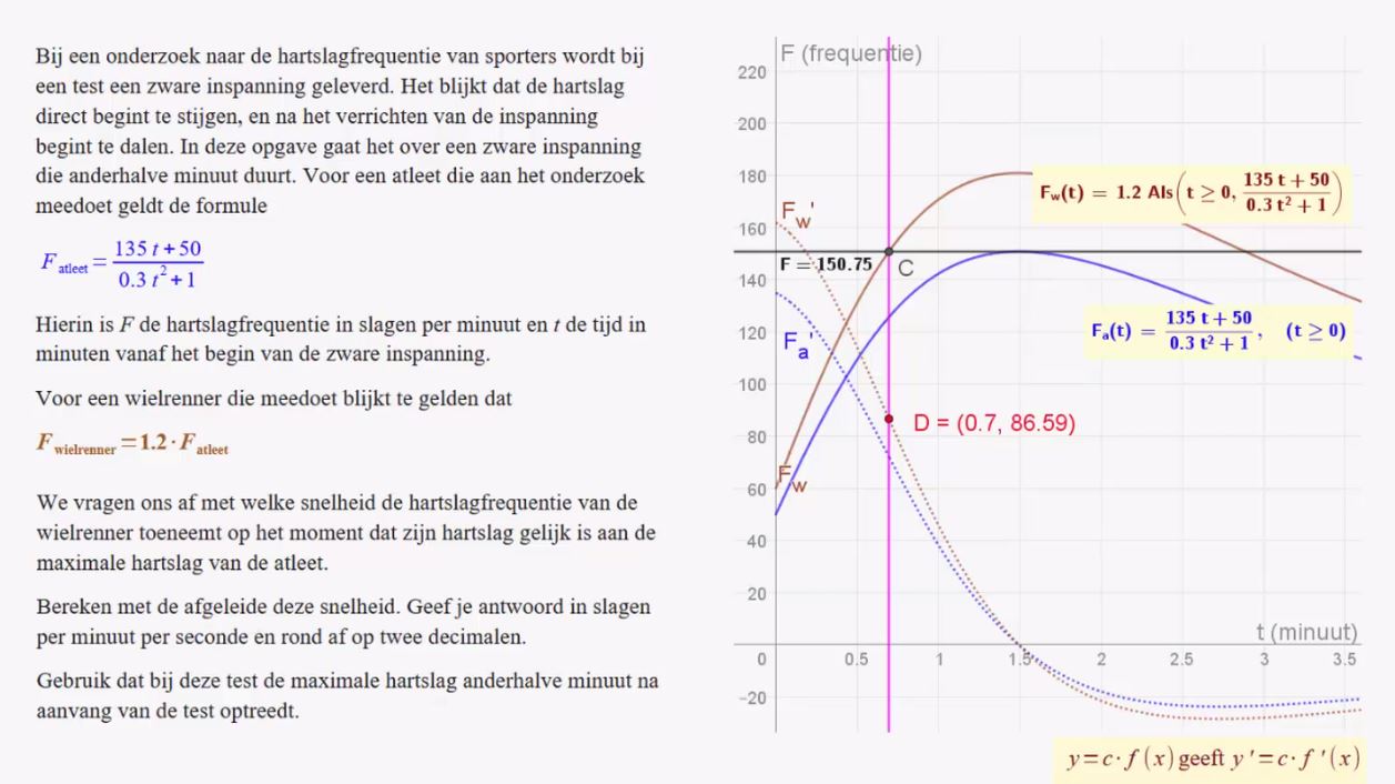 Afgeleide, raaklijn en snelheid Opgave 78