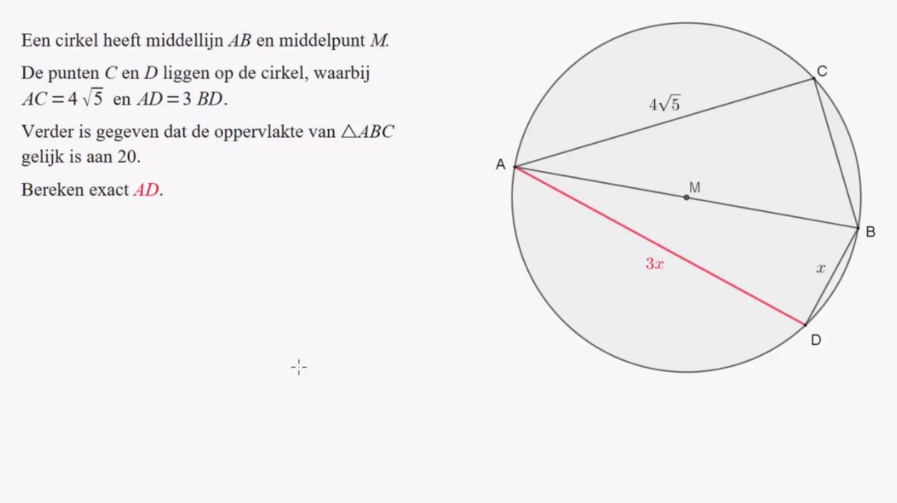 Vergelijkingen in de meetkunde Opgave 44