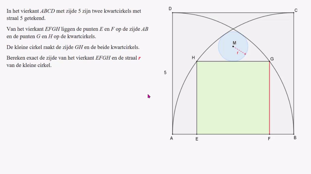 Vergelijkingen in de meetkunde Opgave 62