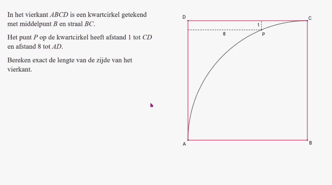 Vergelijkingen in de meetkunde Opgave 65