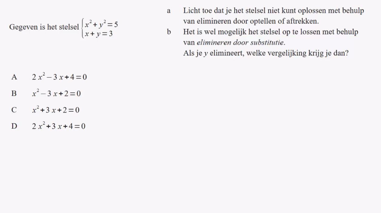 Stelsels vergelijkingen Opgave 17