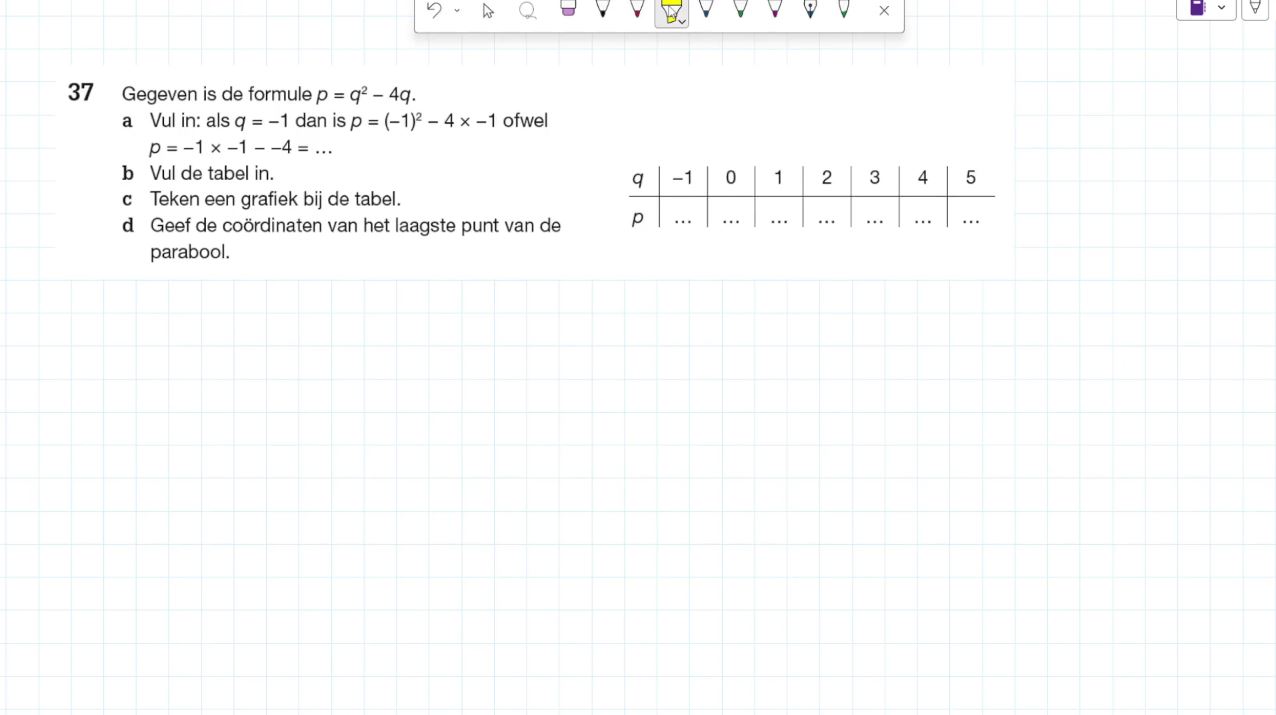 Kwadratische formules Opgave 37