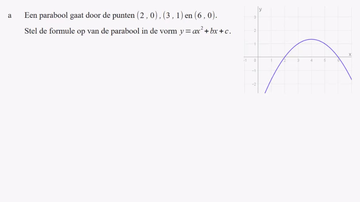 De formules y=ax<sup>2</sup>+bx+c Opgave 25