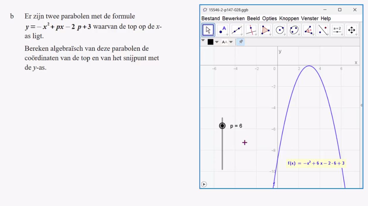 De formules y=ax<sup>2</sup>+bx+c Opgave 28