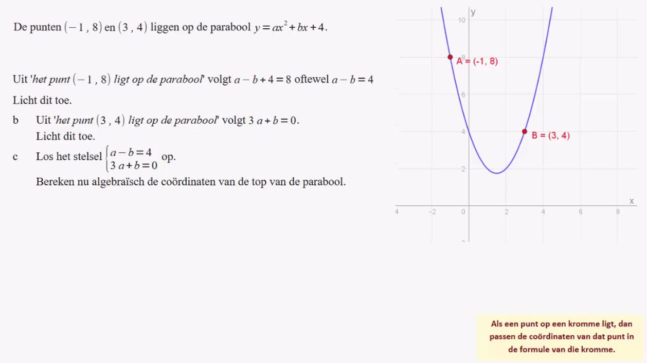 De formules y=ax<sup>2</sup>+bx+c Opgave 30