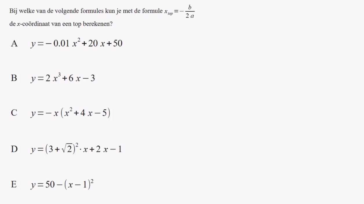 De formules y=ax<sup>2</sup>+bx+c Opgave 33