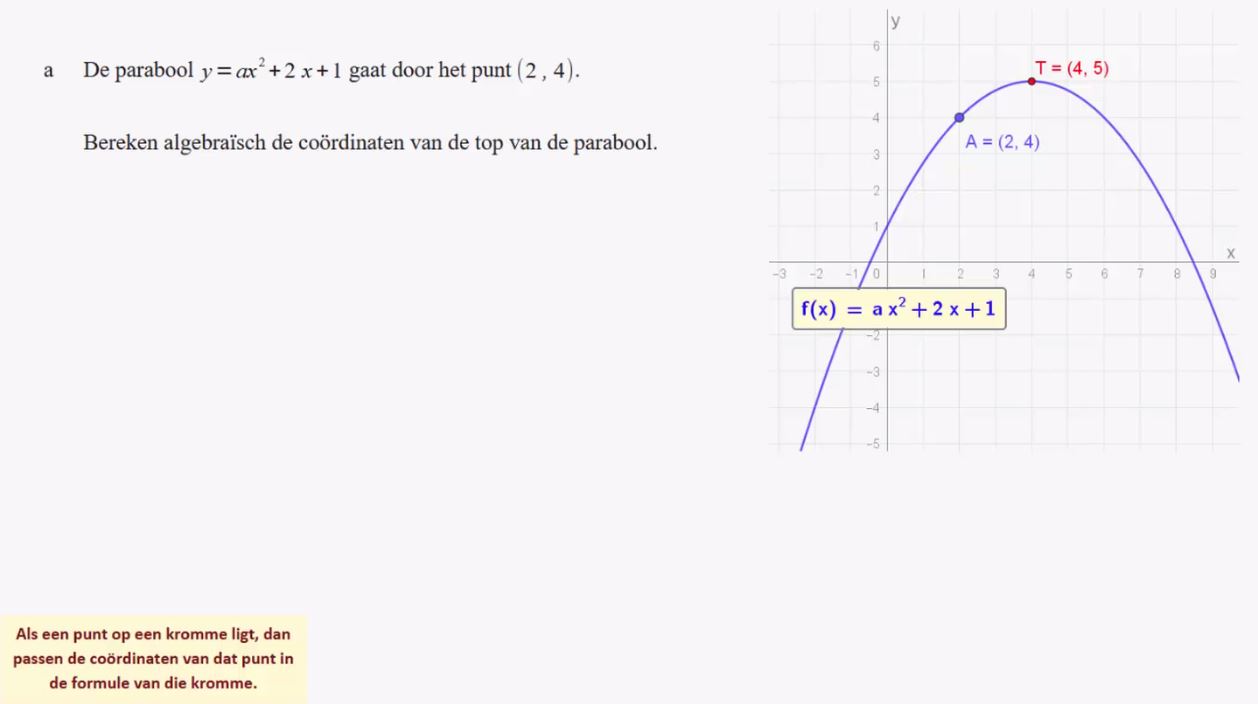De formules y=ax<sup>2</sup>+bx+c Opgave 34